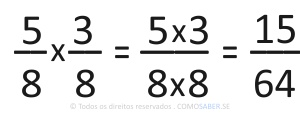 Exemplo de Multiplicação de Frações Denominadores iguais 02