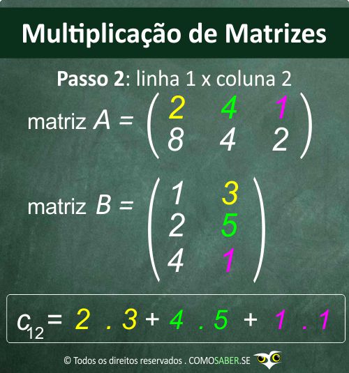 Multiplicação de matrizes 2x3 x 3x2 passo a passo 02 resolvido c12