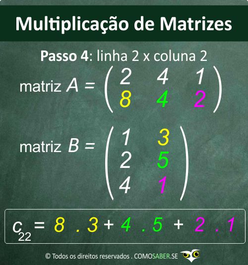 Multiplicação de matrizes 2x3 x 3x2 passo a passo 04 resolvido c22